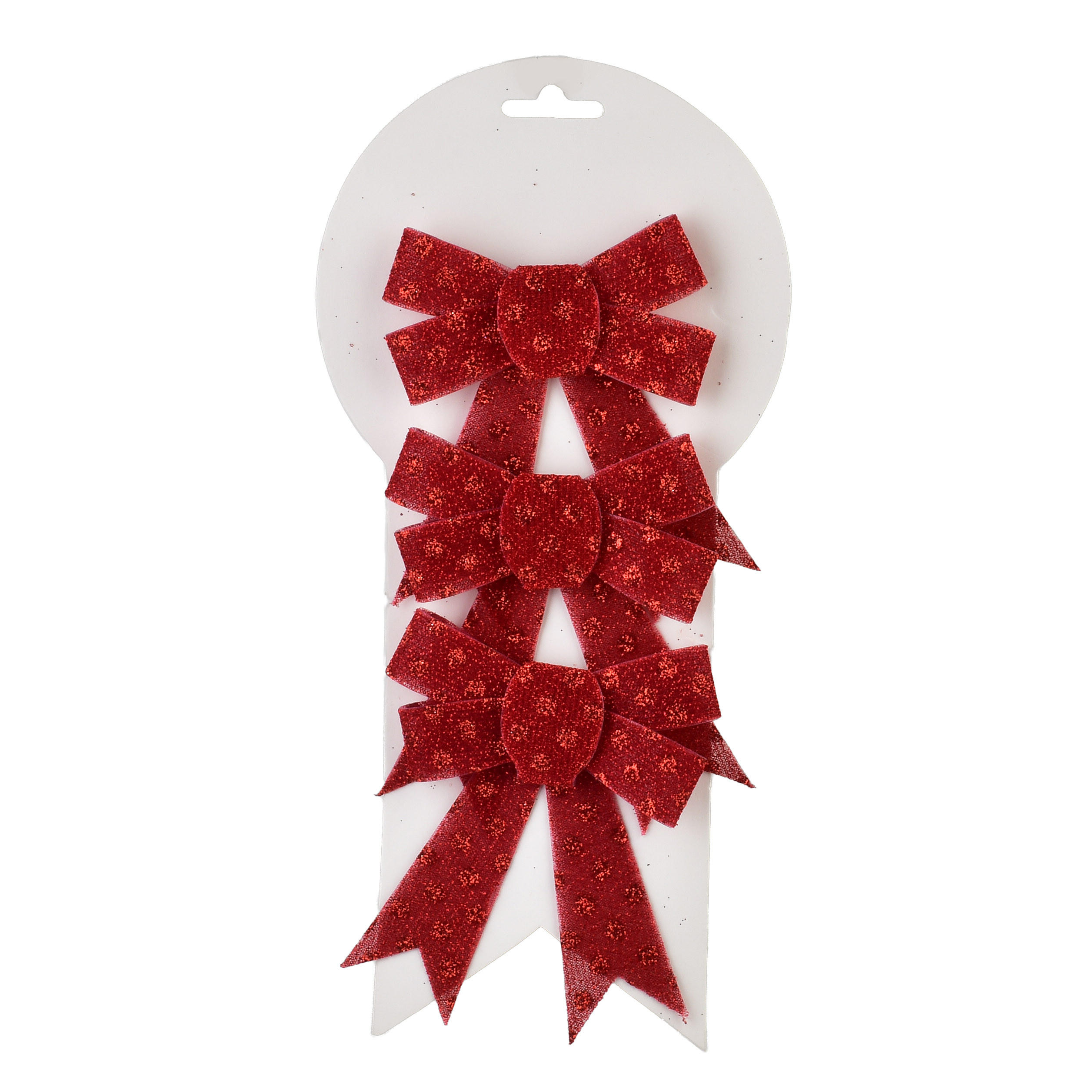 SCHLEIFE Santa Lila 3er Set Rot 9,5x9,5x12 cm Kunststoff - Rot, Kunststoff (9.5/12/9.5cm) - Mondex