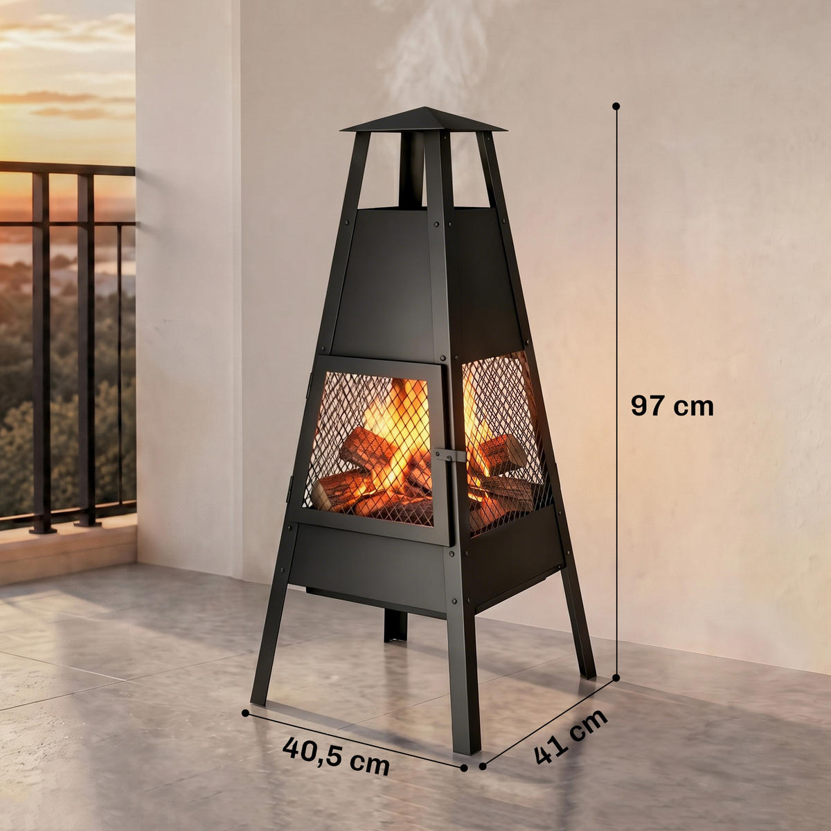 FEUERSTELLE Kohlenstoffstahl Schwarz - Schwarz, Metall (40.5/97/41cm) - Outsunny