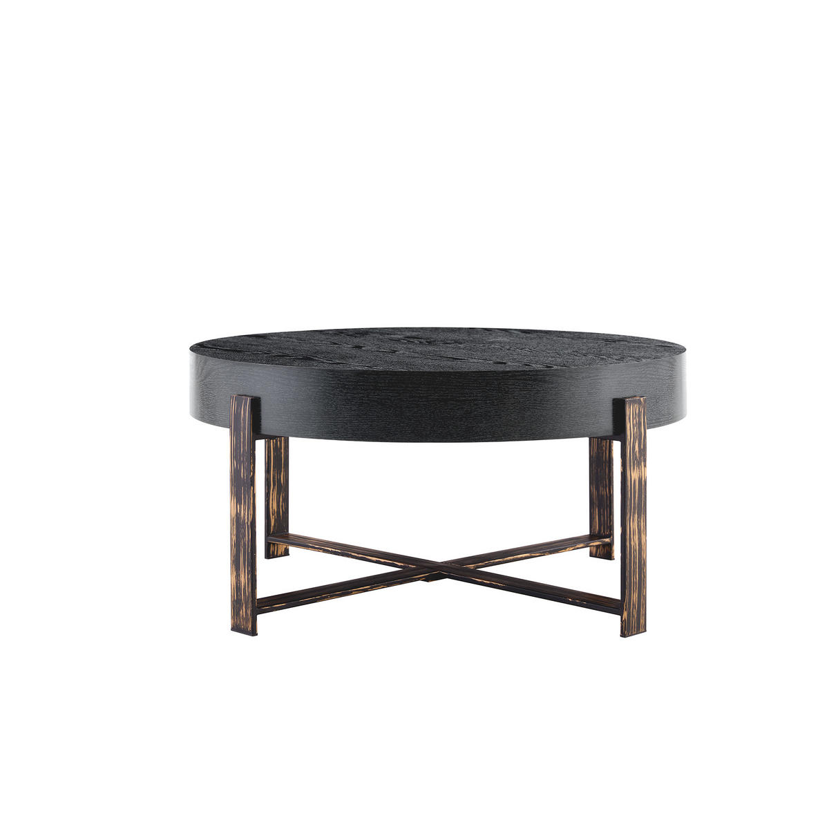 COUCHTISCH DE-002 Retro Schwarz/Antikbronze - Schwarz, Holzwerkstoff (68/68/36cm) - ComfortXL