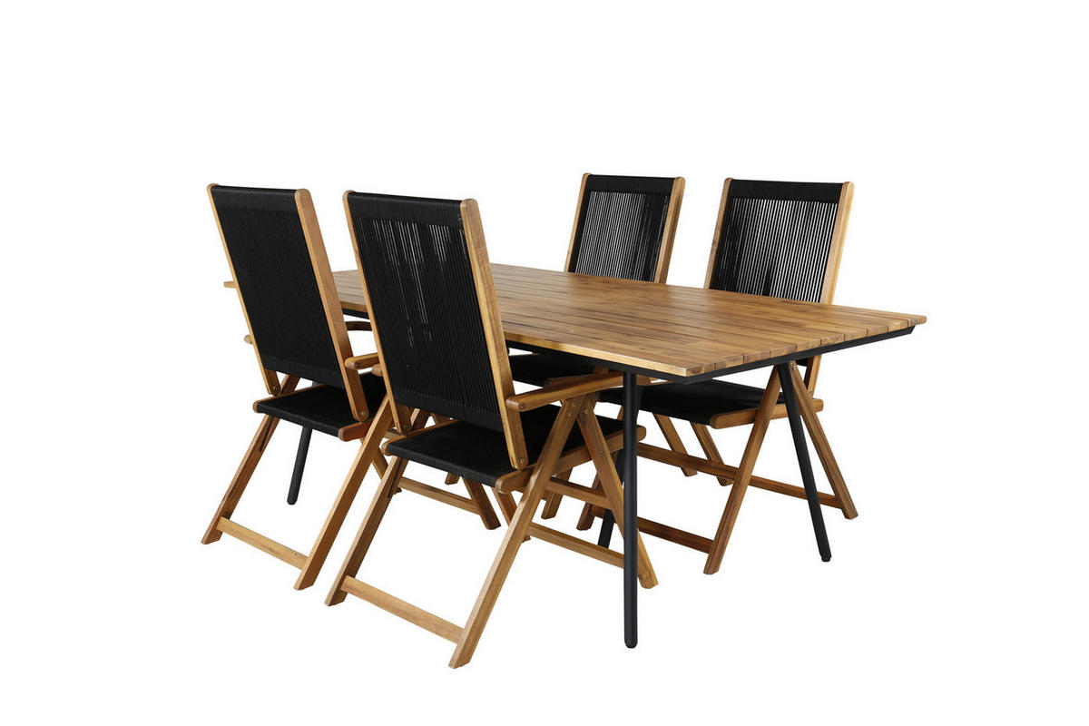 GARTENTISCHGRUPPE Schwarz - Schwarz, Holzwerkstoff - ebuy24