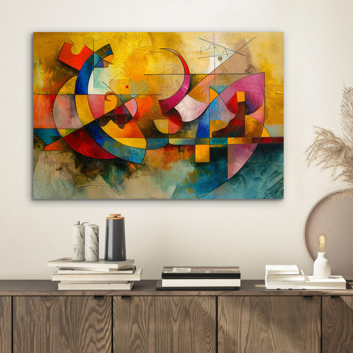 METALLBILD Kunst - Abstrakt - Modern 60x40 cm - Gelb, Metall (60/40cm) - MuchoWow