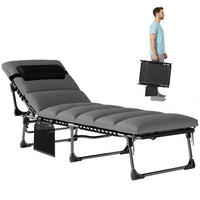 SONNENLIEGE DE-15702 5 Positionen mit dickem Kissen Dunkelgrau - Dunkelgrau, Metall (57/38/200cm) - ComfortXL