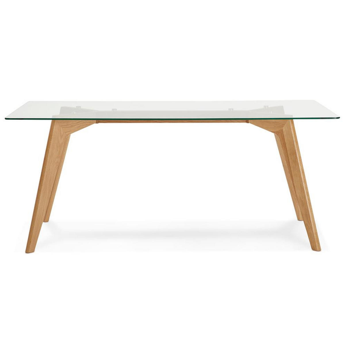 ESSTISCH – Glas Eiche 180x90 cm Transparent Modern - Transparent/Beige, Glas/Eichenholz (90/180/75cm) - KADIMA DESIGN