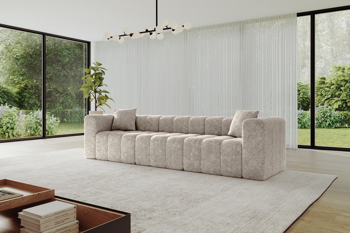POHOVKA 3-MÍSTNÁ DONY-3 315x90x71 cm Béžová Žinylka - černá/šampaňská, kompozitní dřevo/textil (315/71/90cm) - ALTDECOR