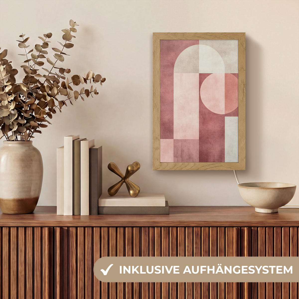 NÁSTĚNNÁ LAMPA Postavy - Abstraktní - Růžová 20x30 cm - starorůžová, kompozitní dřevo (20/30/8cm) - OnlyWow