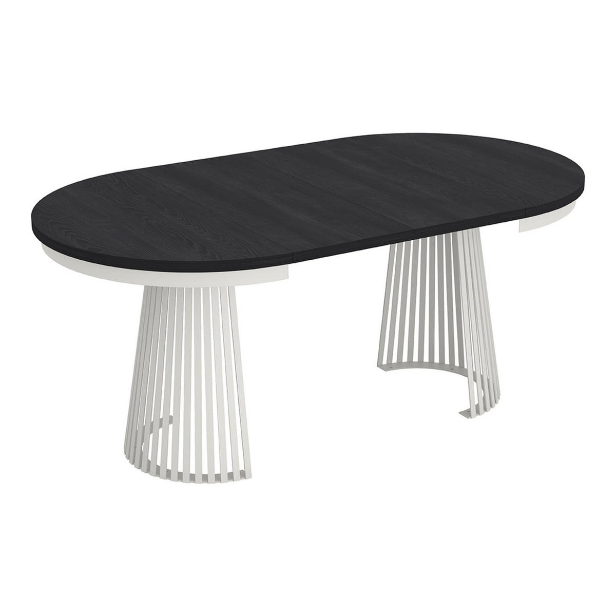 ESSTISCH Garda rund ausziehbar 100-180 x 100 x 76,6 cm Schwarz Paintflow/Weiß - Schwarz/Weiß, Holzwerkstoff (100/100/76.6cm) - Koseto