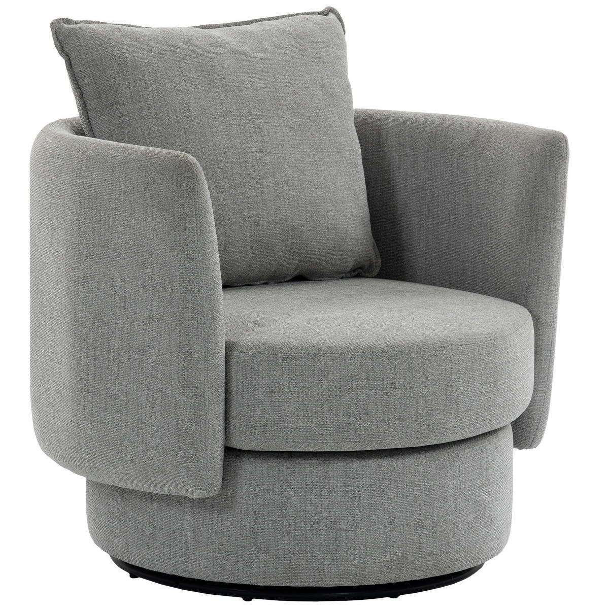 DREHSESSEL Hellgrau mit Kissen 360° drehbar - Hellgrau, Textil (85/84/79cm) - PANGIVO