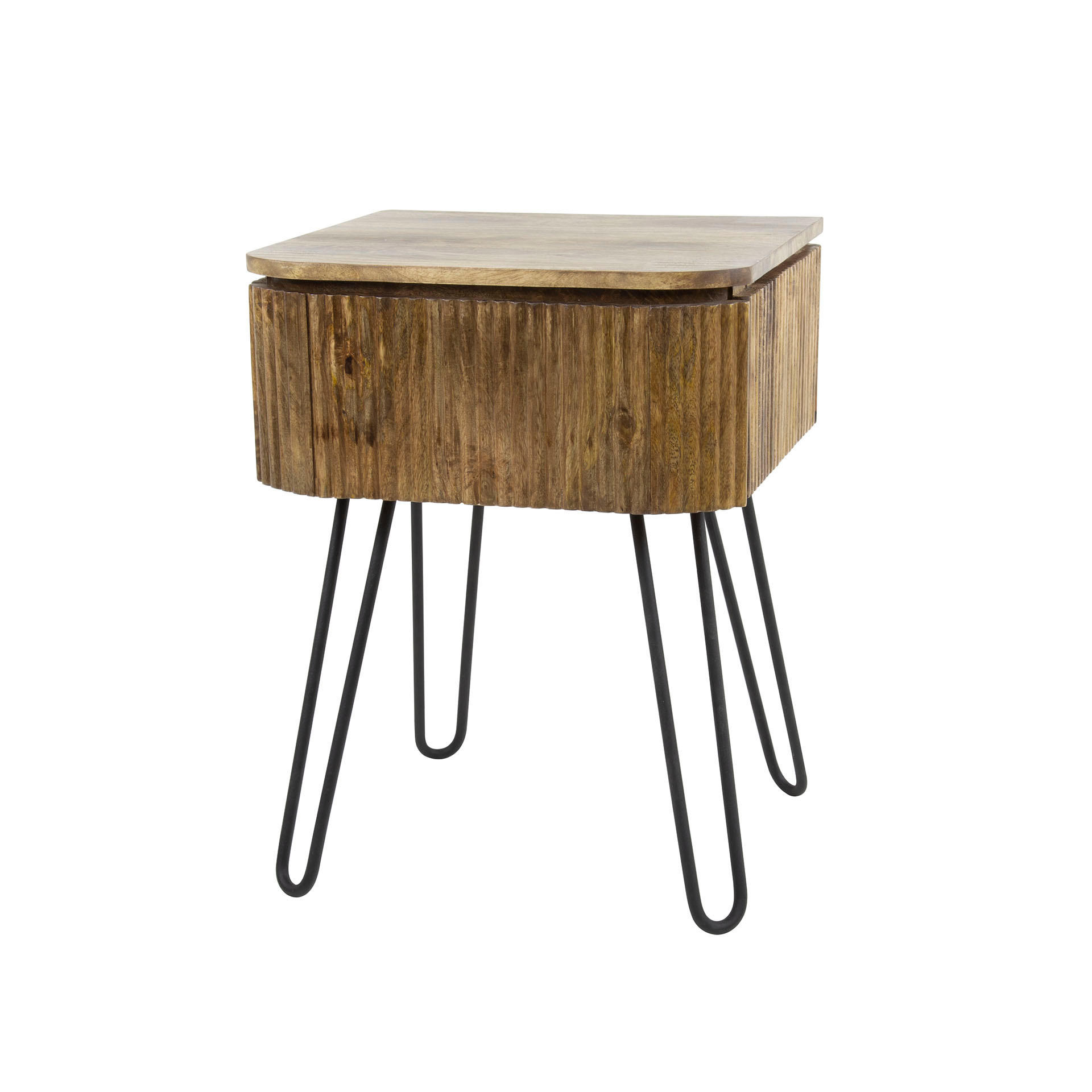 NACHTTISCH Wave Braun|Schwarz 40/45/60 cm - Braun, Holz (45/60/40cm) - Hoyz Collection