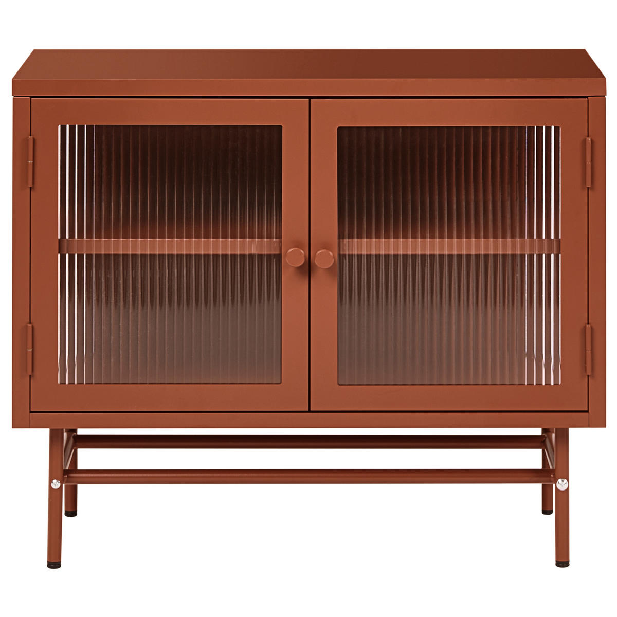SIDEBOARD mit Glastüren Metall 77 cm Goldbraun Devon - Goldfarben/Braun, Metall (77/64/35cm) - Beliani