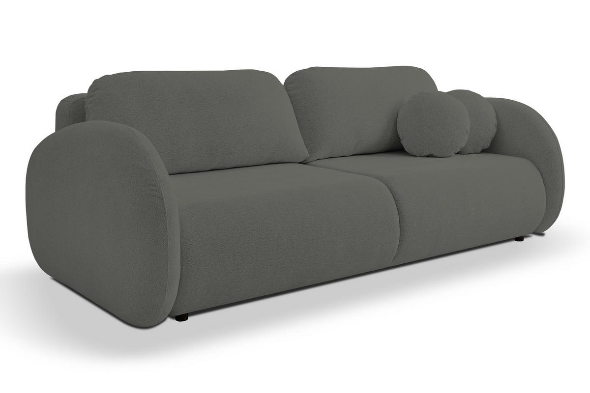 SOFA LOOP Schlaffunktion & Bettkasten PUR-Schaum Schwarze Kunststofffüße skandinavischer Stil lose Rückenkissen freistehend 234x112x86 cm Graphite - Graphitfarben, Holz/Textil (234/86/112cm) - DomoHome