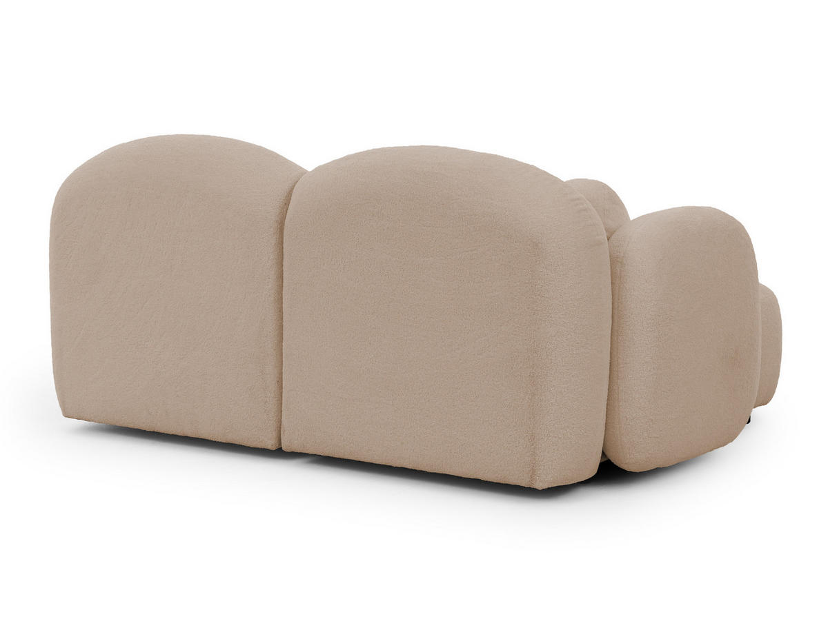 ECKSOFA Nuvola mit abgerundetem Design Hellbeige Bouclé-Stoff - Ottomane Links - Beige/Schwarz, Holz/Kunststoff (190/146cm) - S-Style Möbel