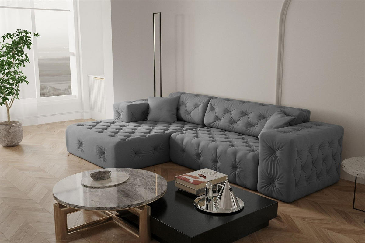 ECKSOFA Chantal - Grau, Holzwerkstoff/Textil (266/171cm) - Fun Möbel