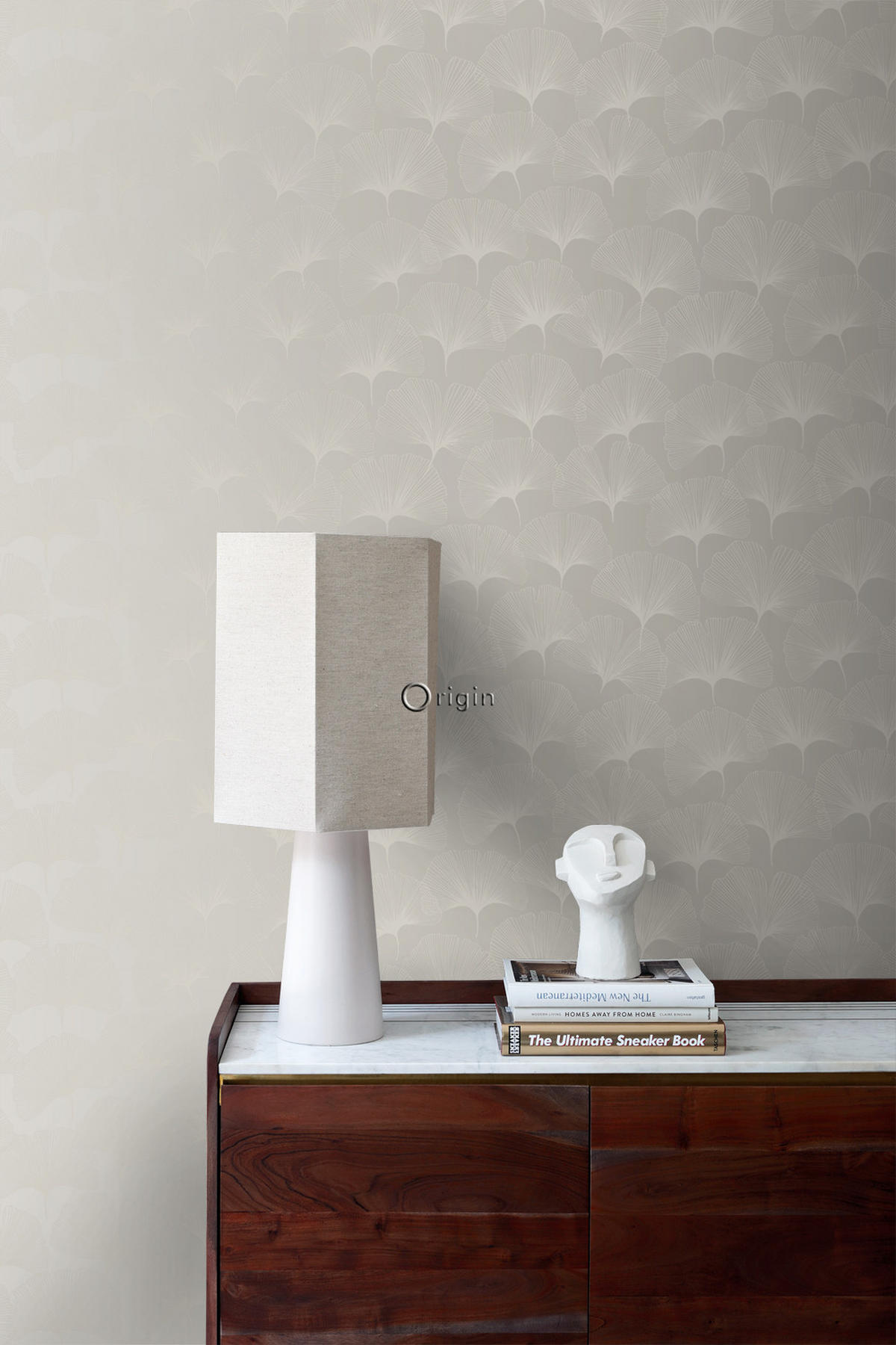 TAPETE Ginkgoblätter 53 cm x 10.05 m - Grau, Papier (53/1000cm) - Origin Wallcoverings