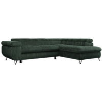 ECKSOFA PEDRO L Grün Cord - Rechts Seite - Schwarz/Grün, Textil/Metall (273/208cm) - MKS