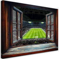 WANDBILD blick aus einem fenster fußballspiel - Braun, Textil (60/40cm) - Feeby