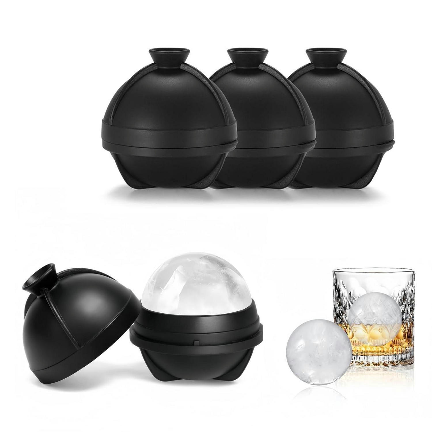 EISWÜRFELFORM Set 4-teilig rund 6 cm - Schwarz, Kunststoff (7/7.5/7cm)