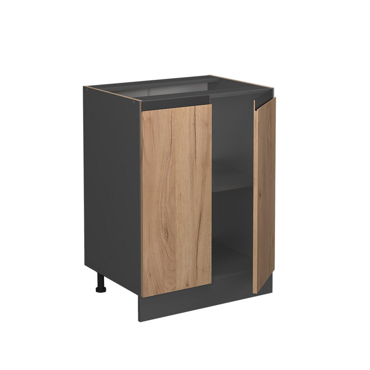KÜCHENUNTERSCHRANK R-Line Goldkraft Eiche 60 cm, AP Eiche - Anthrazit/Eiche Wotan, Holzwerkstoff (60/81.6/60cm) - Vicco