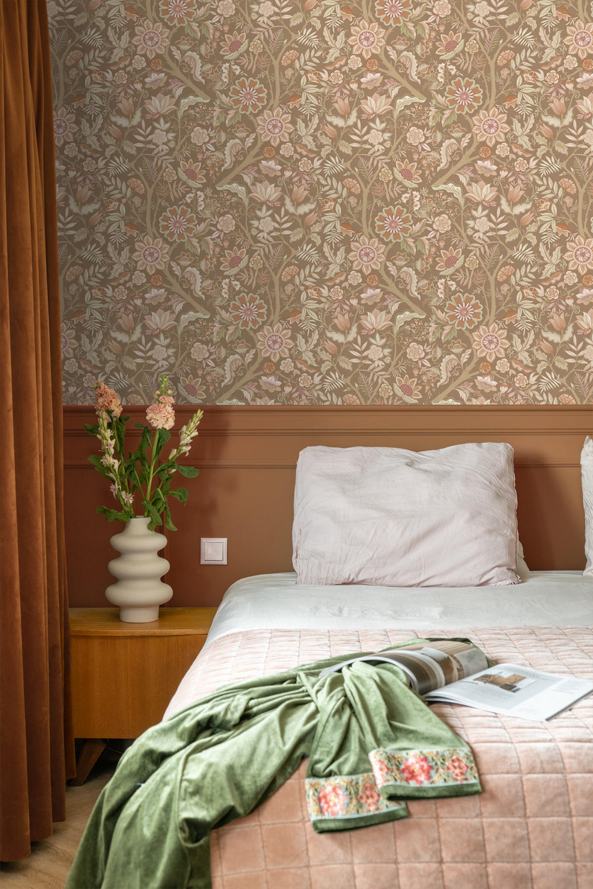 TAPETE Blumenmuster 50 x 900 cm - Braun, Papier (50/900cm) - ESTAhome