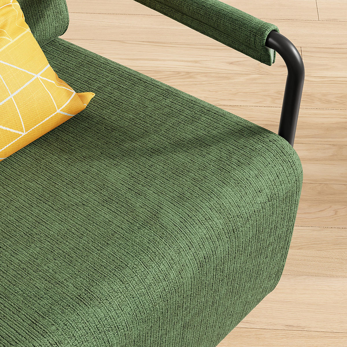 SESSEL mit Hocker und Metallgestell FST99-SY - Ahornfarben, Fell/Textil (59/78/74cm) - SoBuy