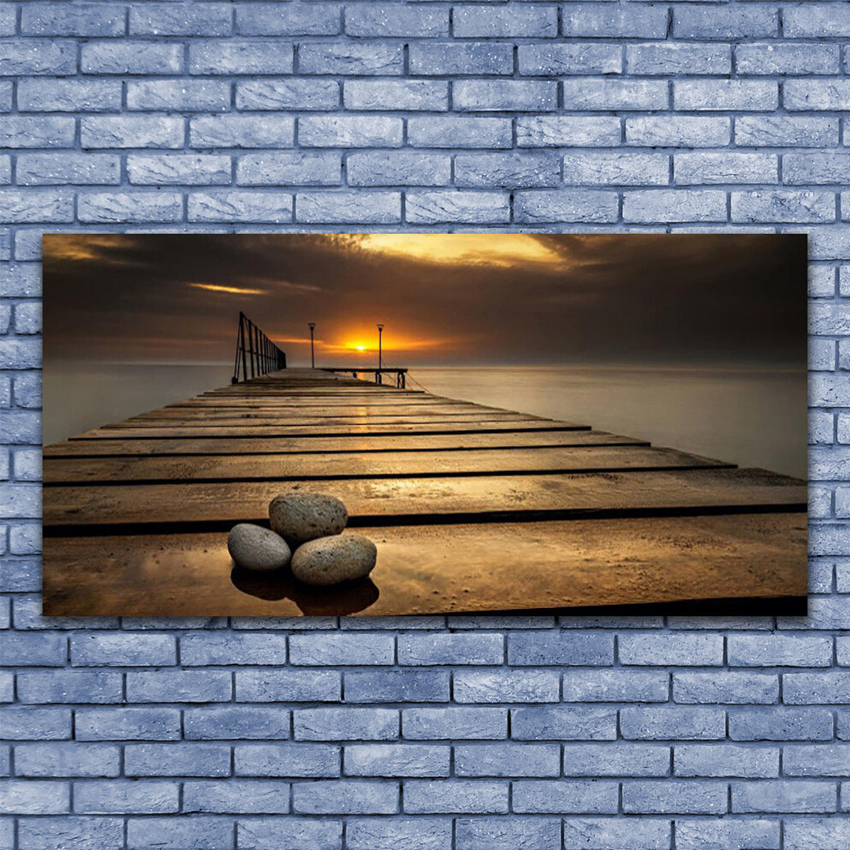 LEINWANDBILD 140x70 cm Seebrücke - Braun, Textil (140/4cm) - TULUP