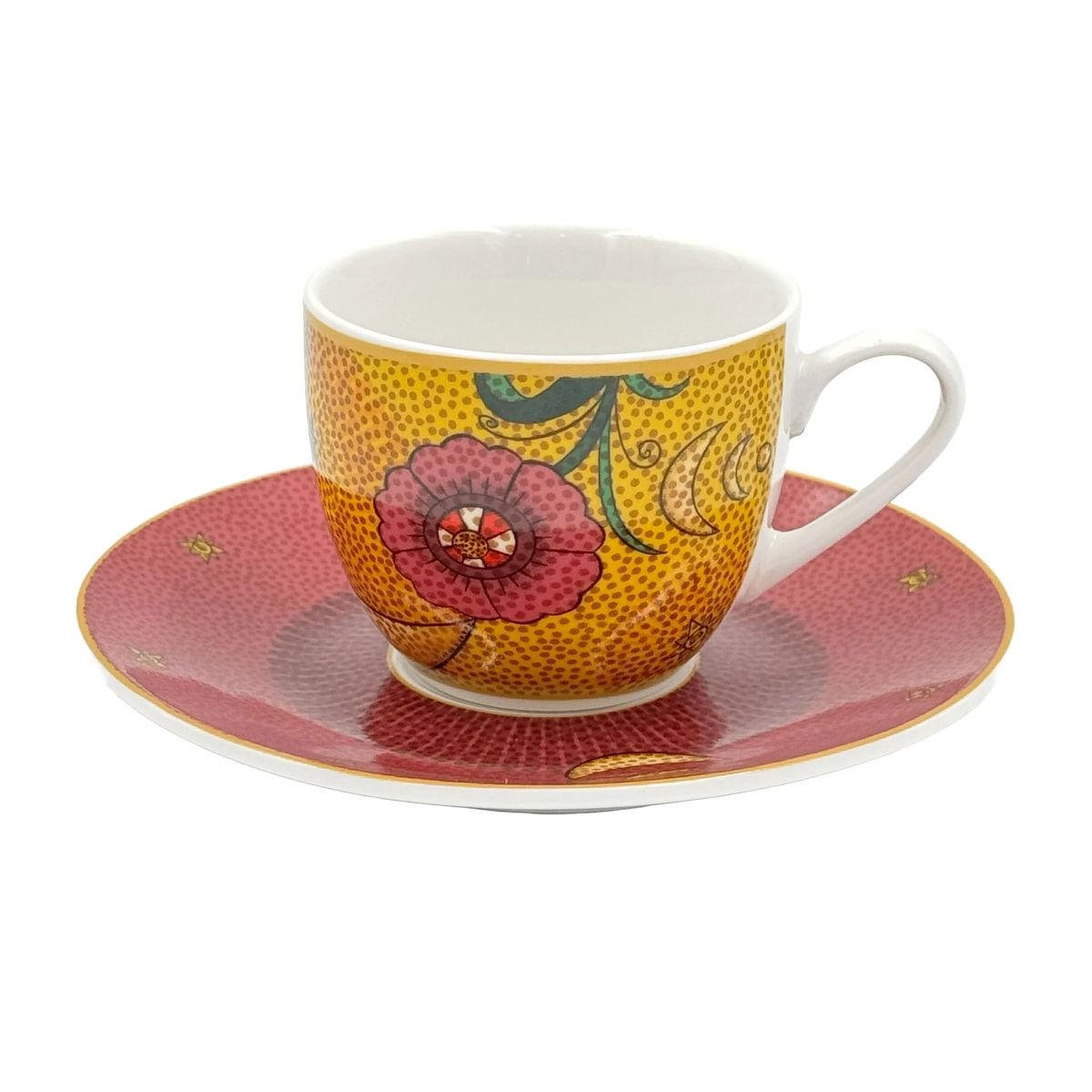 ESPRESSOTASSEN mit Untertassen 2er Set MIRABILIA 90 ml „Sole & Luna“ - Orange, Keramik (0.36L)