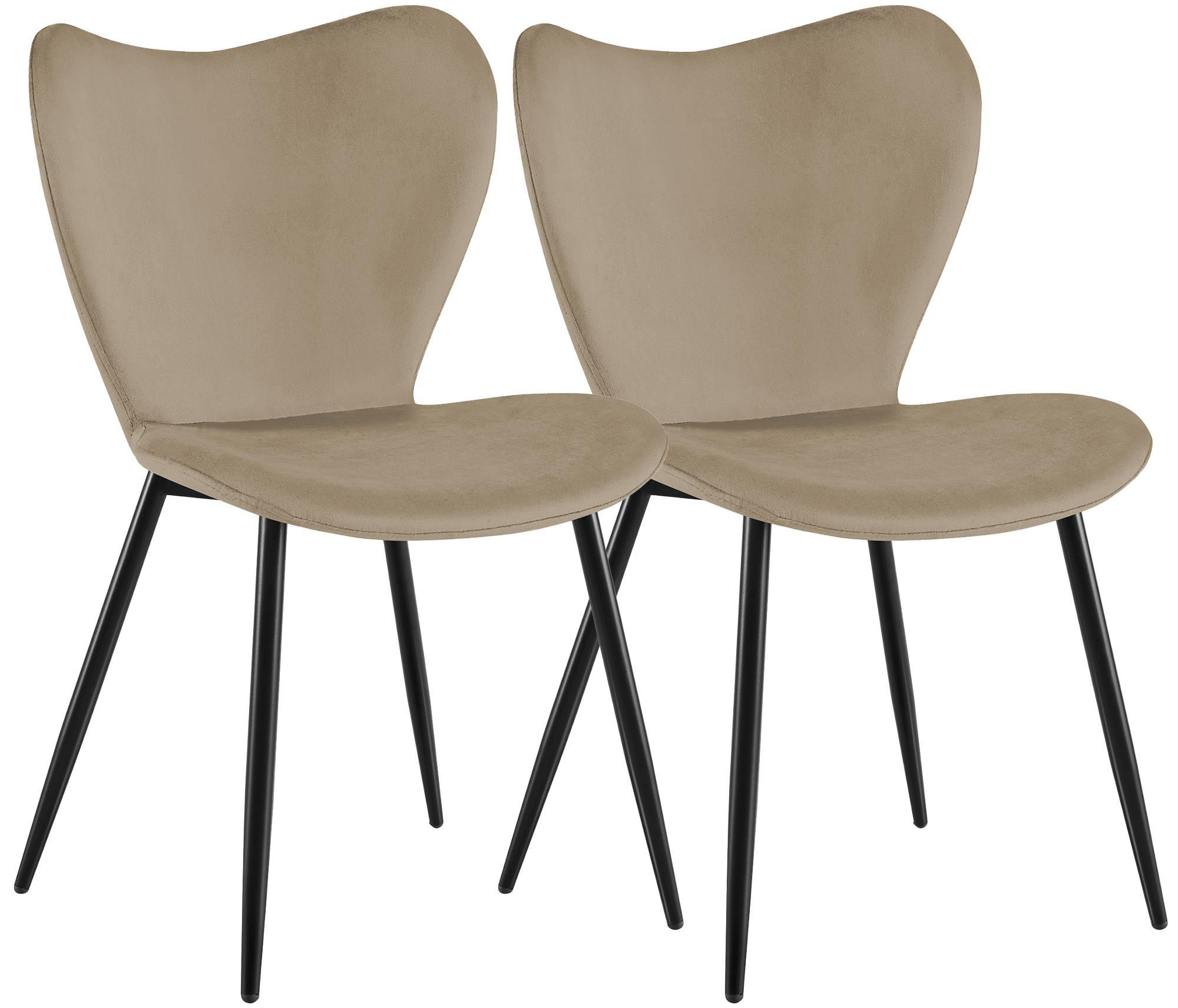 ESSZIMMERSTUHL 2 Samt Taupe - Taupe/Schwarz, Textil/Metall (50/80/58cm) - CLP