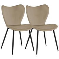 ESSZIMMERSTUHL 2 Samt Taupe - Taupe/Schwarz, Textil/Metall (50/80/58cm) - CLP