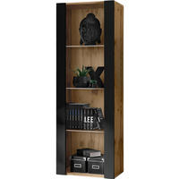 VITRINE TIVOLI, Eiche Wotan + Schwarz - Eiche Wotan/Schwarz, Glas/Holzwerkstoff (55/159/35cm) - Komodee