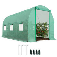 GEWÄCHSHAUS DE-12058 8 m² mit Tür und 6 Fenstern Grün - Grün, Kunststoff (200/200/400cm) - ComfortXL