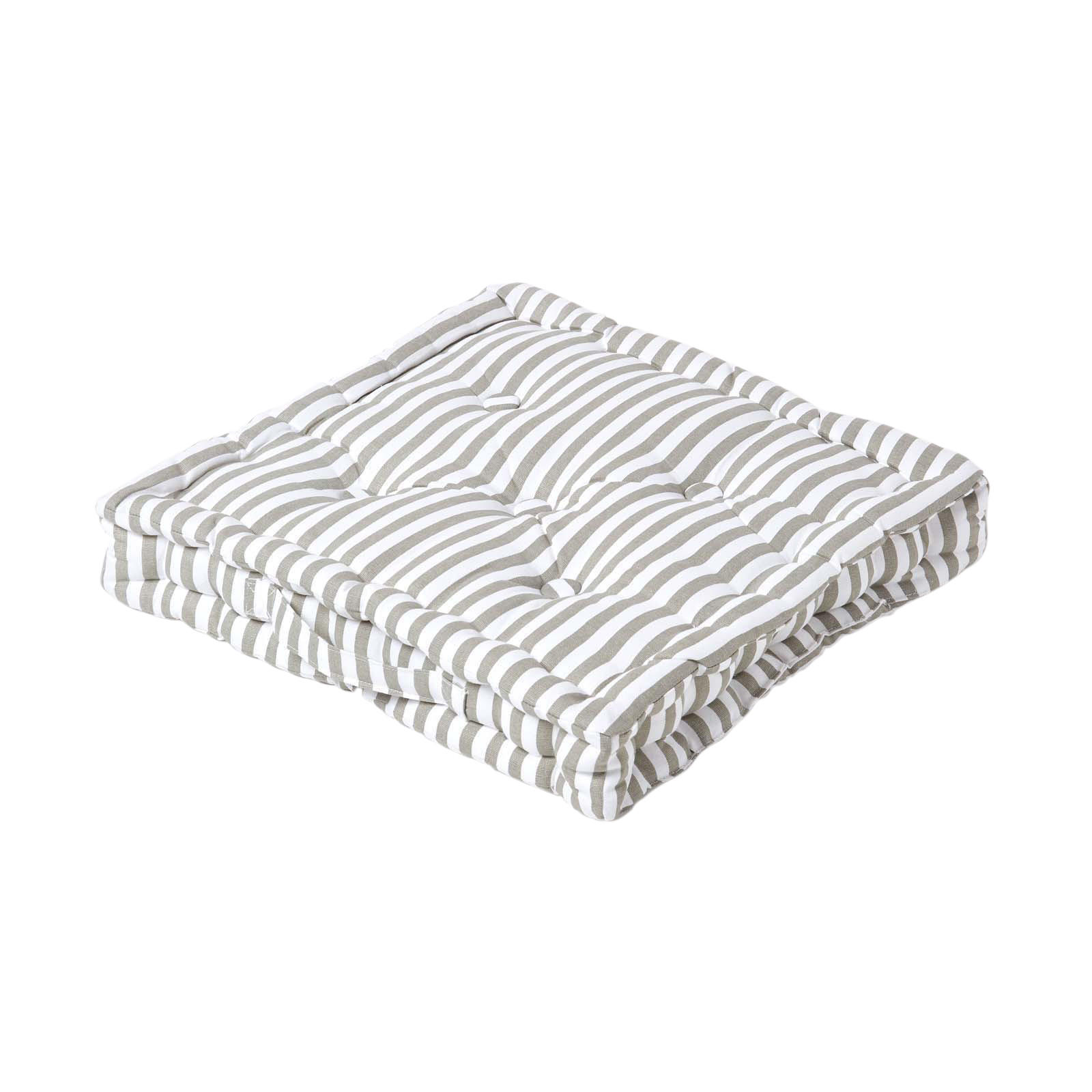 SITZKISSEN grau-weiß gestreift 40/40/8 cm - Grau, Textil (40/40/8cm) - Homescapes