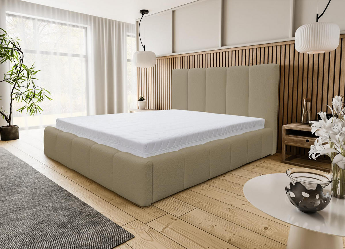 POLSTERBETT MARCO mit Bettkasten Boucle (Braun, 160 x 200 cm) - Braun, Holzwerkstoff (160/200cm) - VENASI MÖBEL