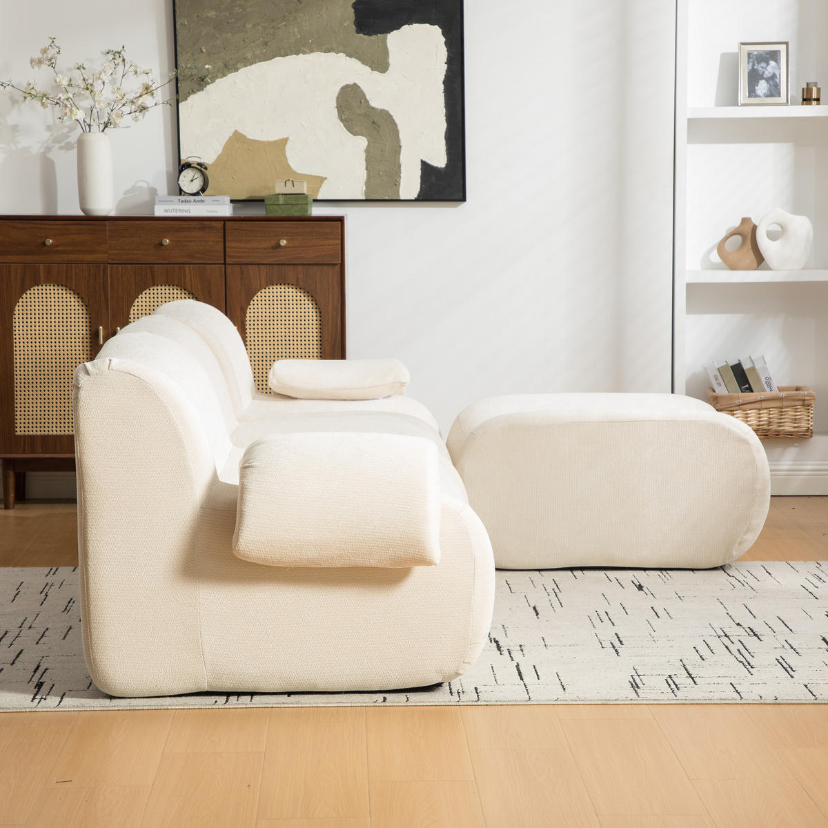 ECKSOFA Chenille Beige - Beige, Textil (284.5/181cm) - WISHDOR