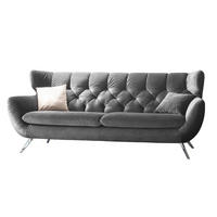 SOFA CHARME Grau Velvet - Silberfarben/Grau, Textil/Metall (225/94/95cm) - KAWOLA