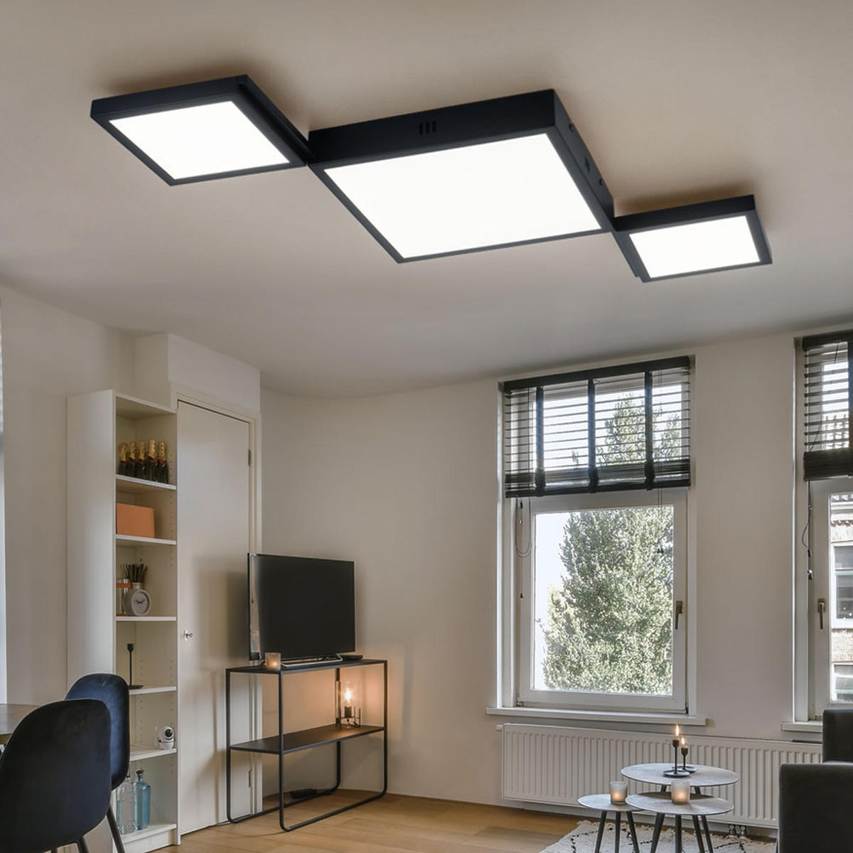 LED DECKENLEUCHTE BURKHARD Schwarz - Schwarz, Metall (93/42/4.5cm) - Globo Lighting