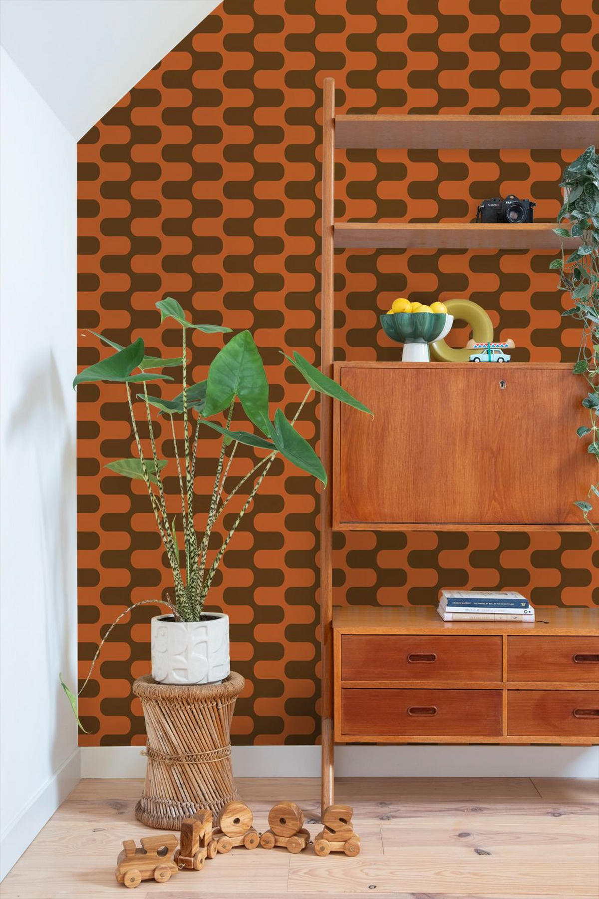 TAPETE Wellenlinien 50 x 900 cm - Orange, Papier (50/900cm) - ESTAhome