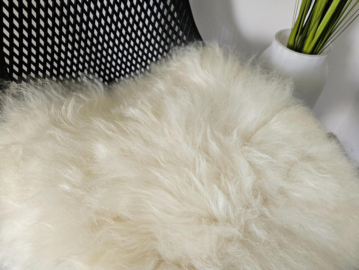 SITZAUFLAGE Island Schaffell Weiß Patchwork 40x40 cm - Weiß, Fell (40/40cm) - Provellus