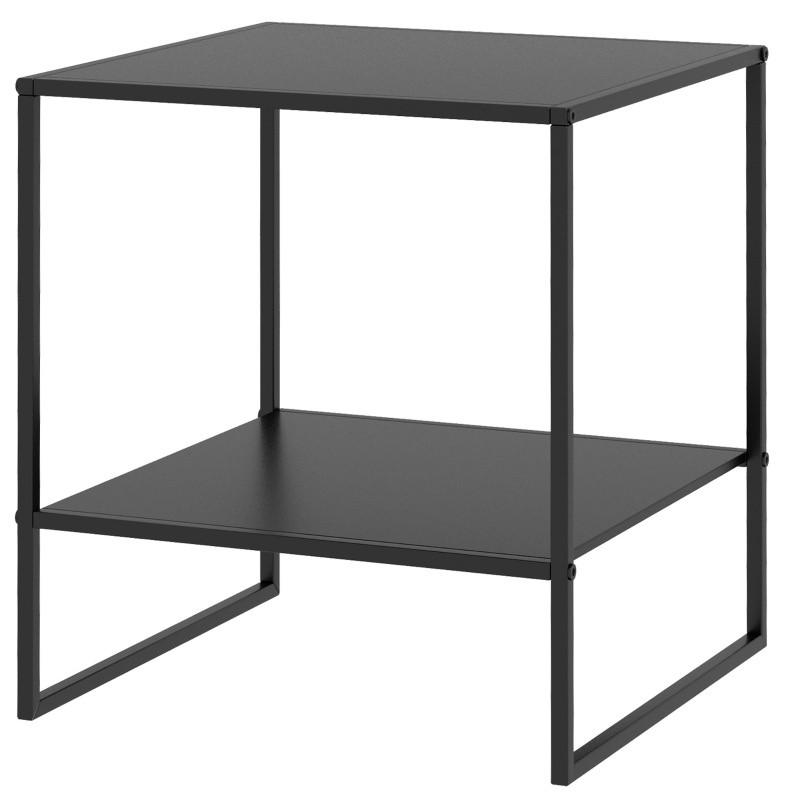 Redom ODKLÁDACÍ stolek 40/40/45 cm s otevřenou policí a ocelovým rámem, Černá