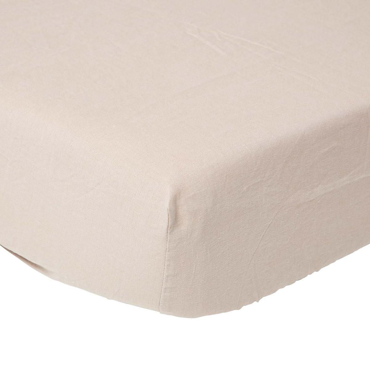 LEINEN-SPANNBETTLAKEN extra hoch, 60% Leinen & 40% Baumwolle - Beige, Textil (150/200cm) - Homescapes
