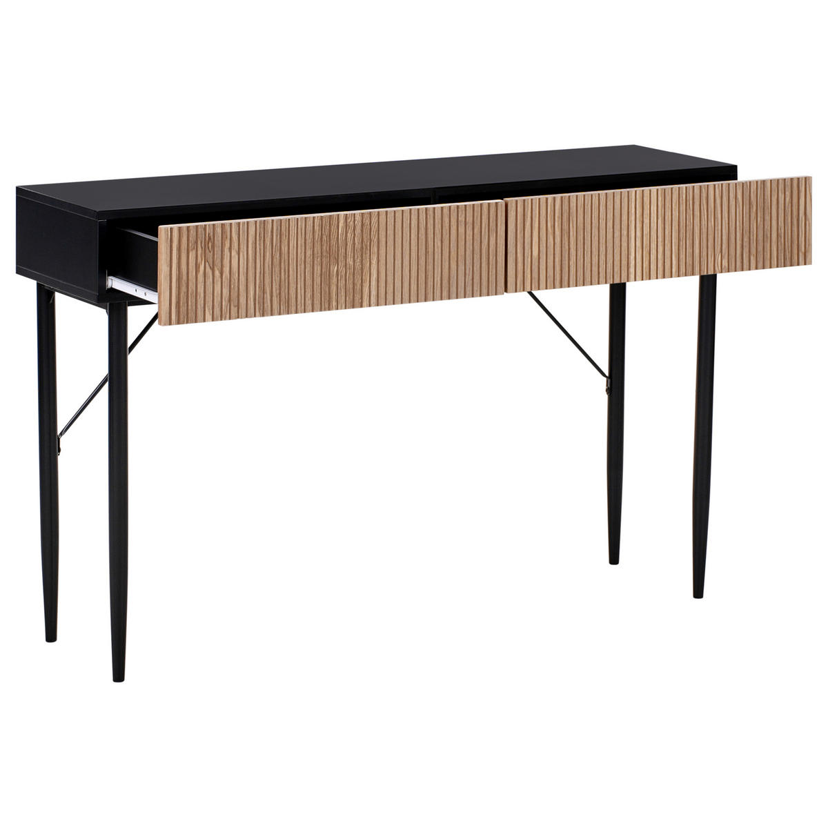 KONSOLENTISCH Schwarz/Braun Blythe - Schwarz/Braun, Holzwerkstoff (35/120/75cm) - Beliani