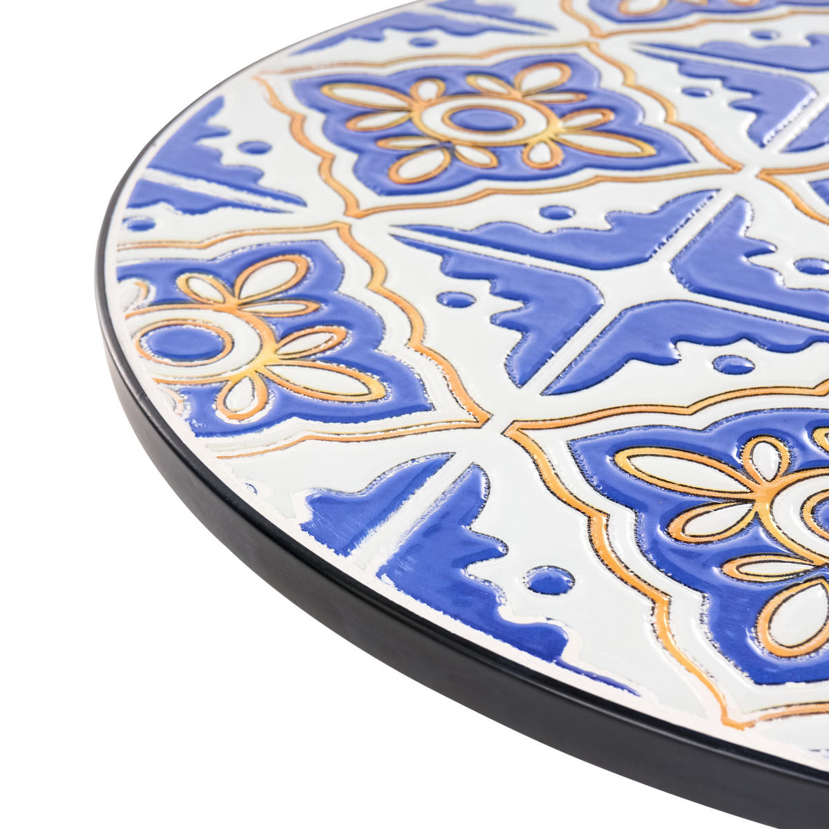 BISTROTISCH 60/60 cm Metall Weiß/Blau Siponto - Blau/Schwarz, Metall (60/60/71cm) - Beliani