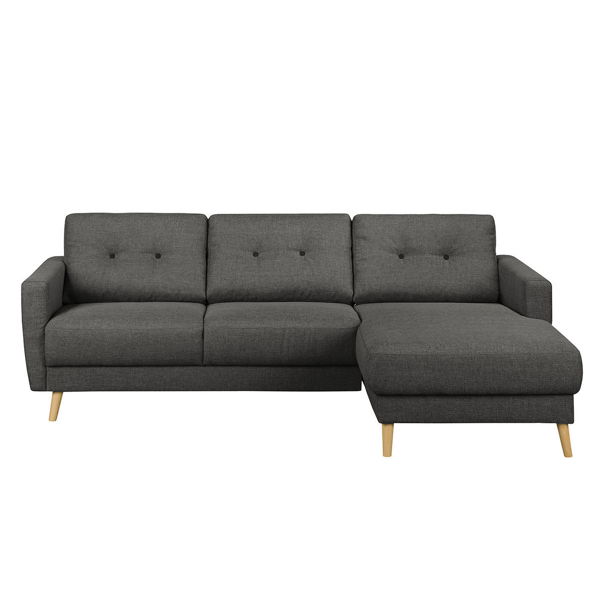 ECKSOFA mit Longchair - Hellbraun/Dunkelgrau, Holz/Textil (233/148cm) - home24