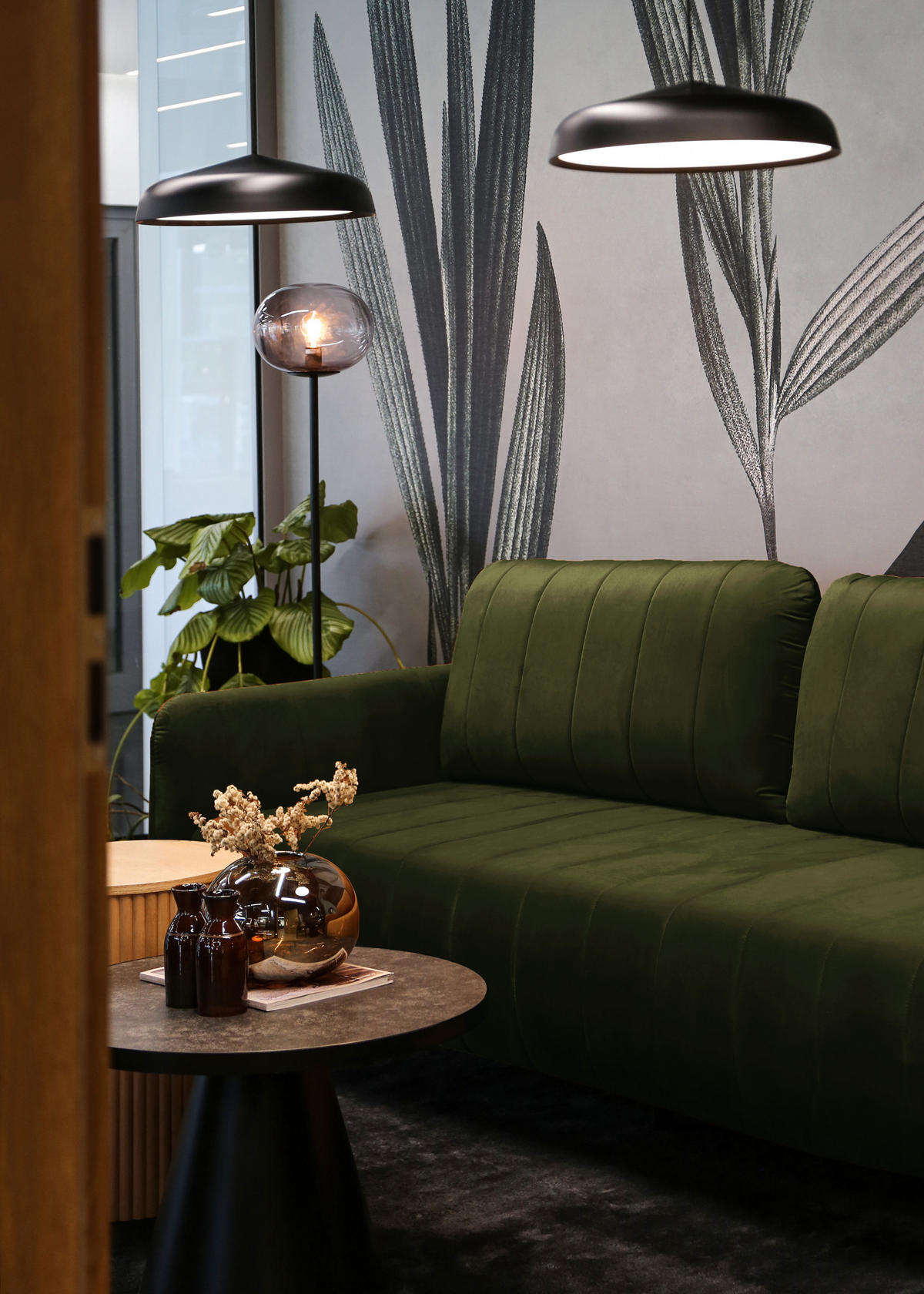 SCHLAFSOFA Neva Olivgrün Velours 234 cm - Schwarz/Olivgrün, Textil/Metall (234/90/100cm) - Selsey