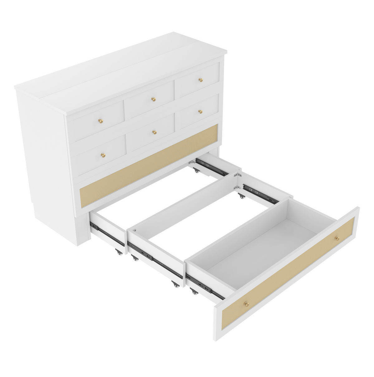 POLSTERBETT aus MDF 140x200 cm in Weiß mit USB, Steckdose & Schublade - Weiß, Holzwerkstoff (140/200cm) - Modfu