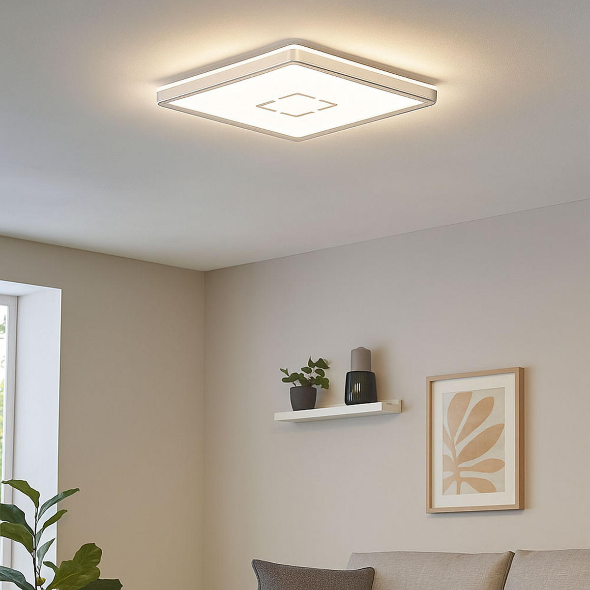 LED DECKENLEUCHTE Silber Backlight - Silberfarben, Kunststoff (29.3/29.3/2.8cm) - Briloner