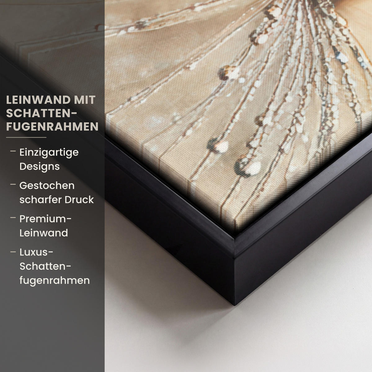 LEINWAND Bilder mit Rahmen - Löwenzahn - Abstrakt - Natur - Beige - 40x60 - Braun, Textil (40/60cm) - MuchoWow