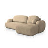 ECKSOFA MODENZA N R-S Creme Boucle-Stoff mit Schlaffunktion - Creme, Holz (266/148cm) - MASSENO