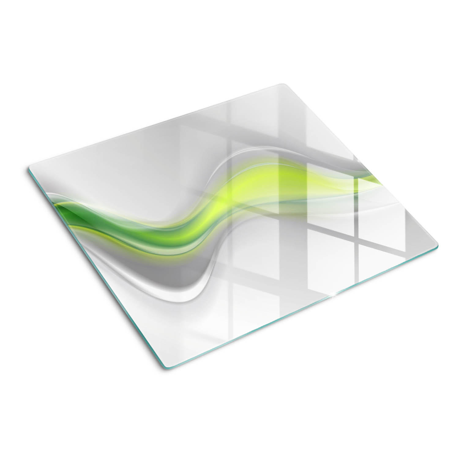 GLASPLATTE 60x52 cm Wellenabstraktion - Grün, Glas (60/0.4/52cm) - TULUP