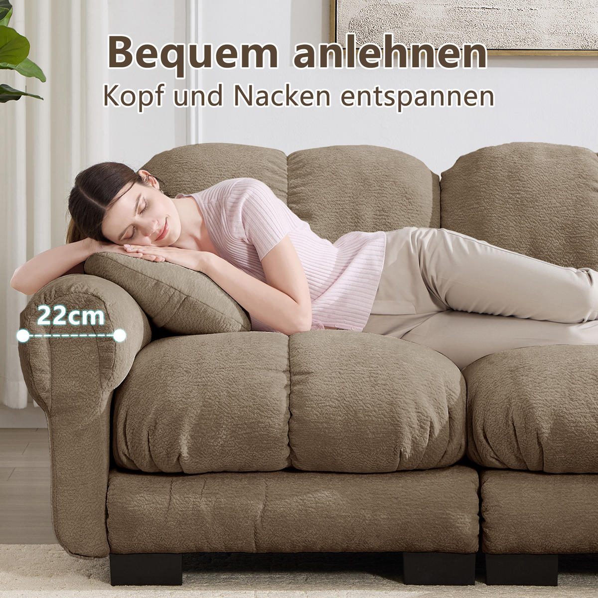 ECKSOFA 260/149/90 cm Braun Cord mit mobiler Ottomane und 2 kleinen Dekokissen - Braun, Textil (260/149cm) - Oxeza