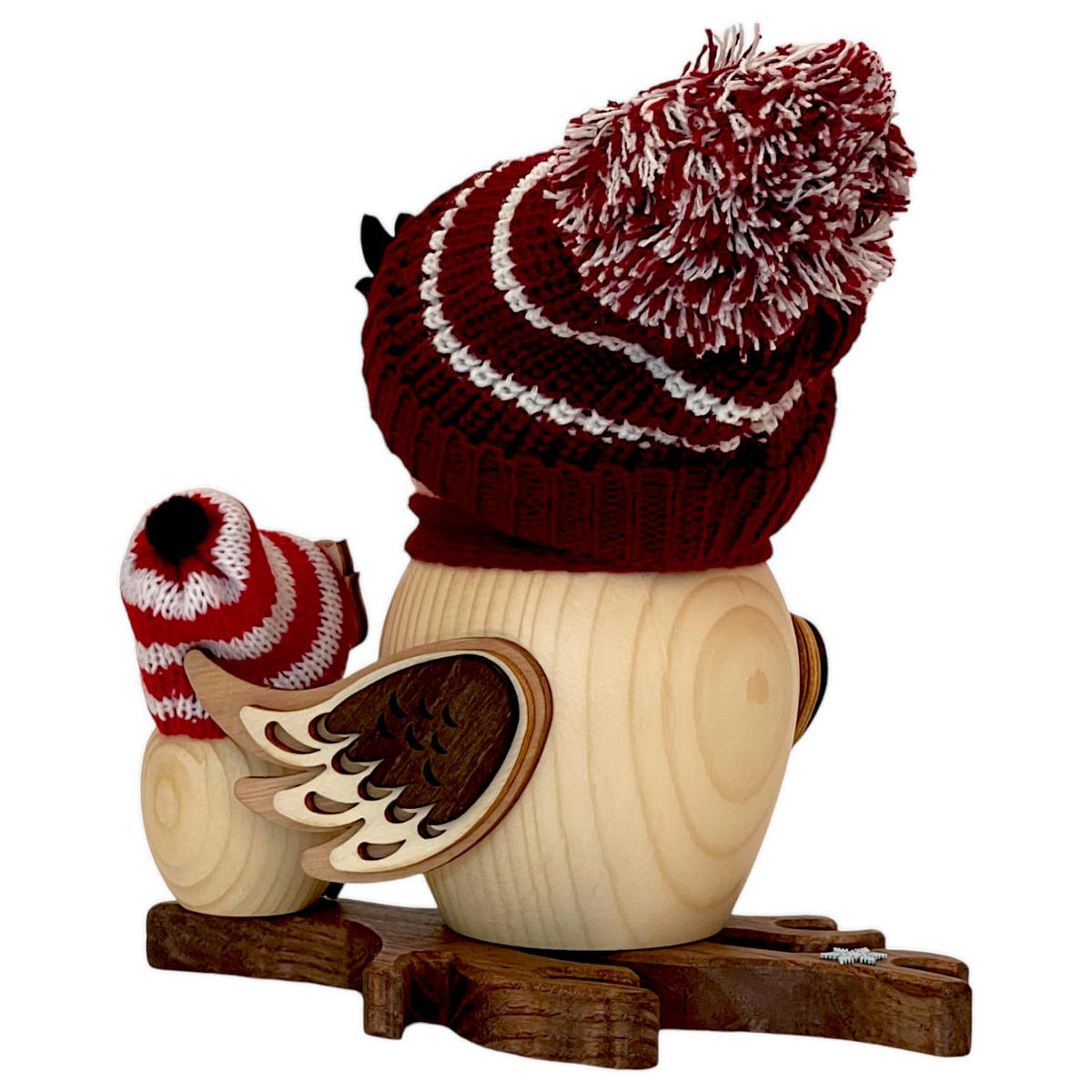 RÄUCHERFIGUR Eule Weihnachtsmarktbesuch mit Kin 15 cm - Multicolor, Holz (10/15/10cm)
