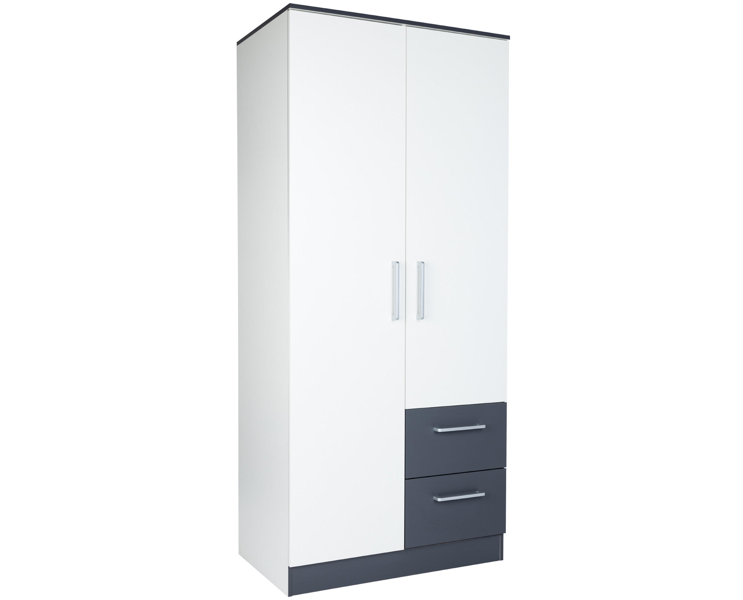 KLEIDERSCHRANK 90/201/54 cm Weiß Anthrazit mit Drehtüren - Anthrazit/Silberfarben, Holzwerkstoff/Kunststoff (90/201/54cm) - arthur berndt